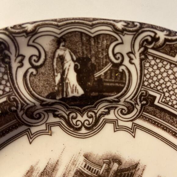 Two's Company Wall Plate Brown Transferware Lady's EUC - Picture 3 of 5